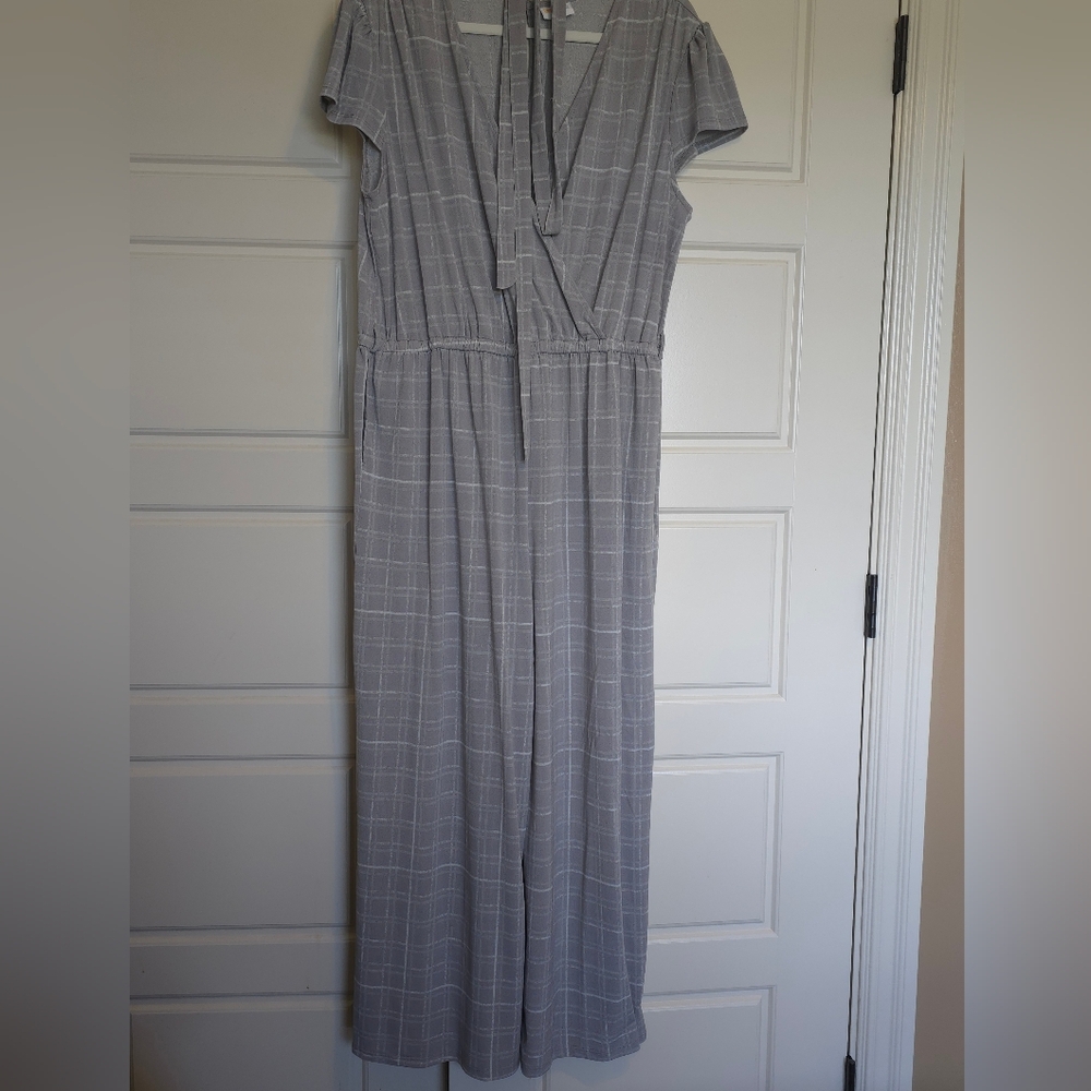 LuLaRoe Gray Plaid Jumpsuit